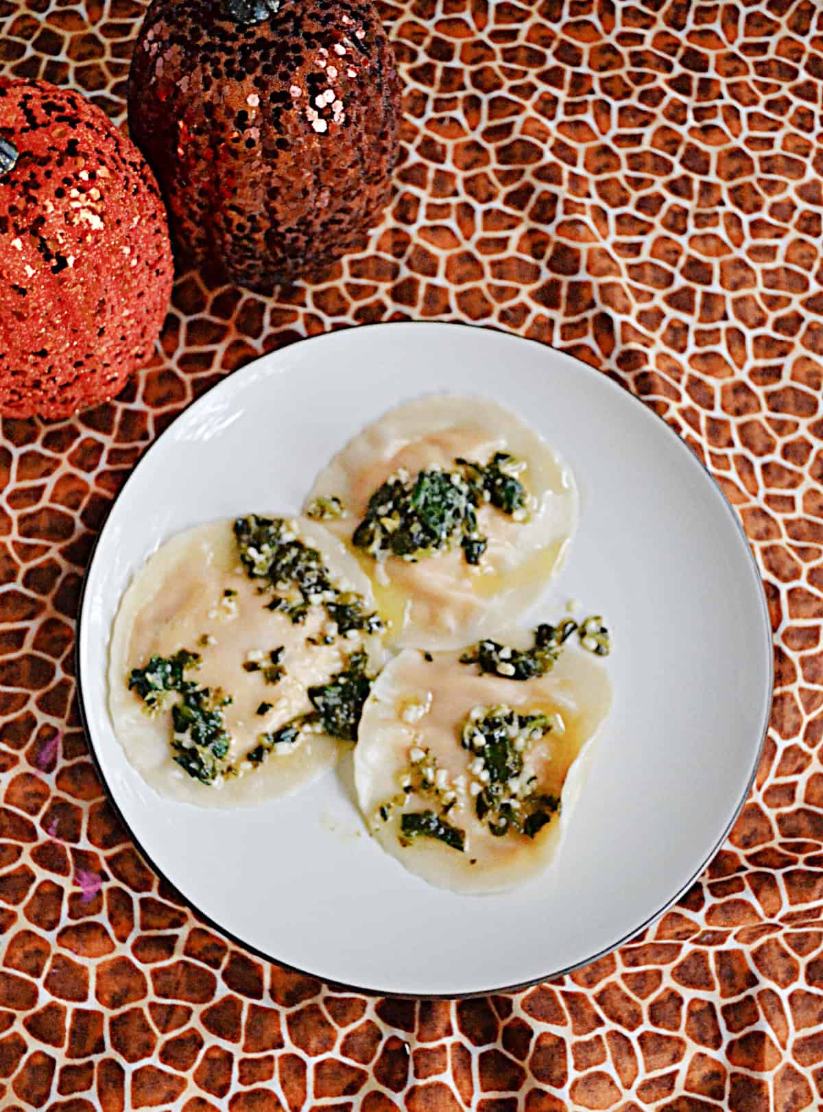 Pumpkin Ravioli with Garlic Butter