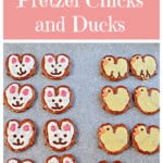 Pin Image: Text title, Chocolate Pretzel ducks and bunnies.
