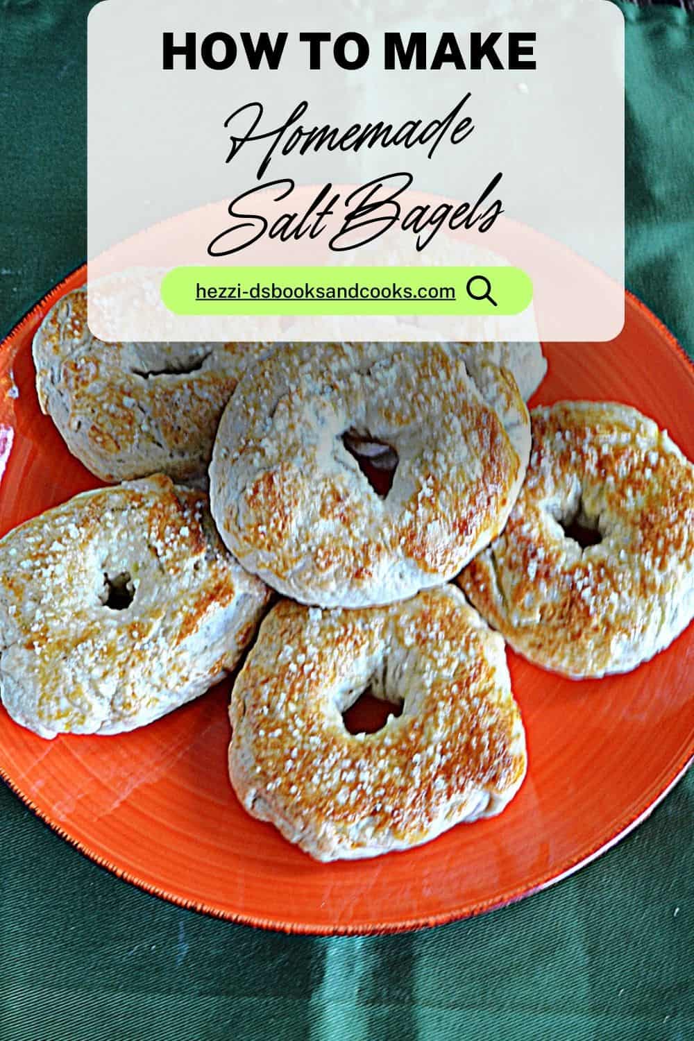 Pin Image: Text title, a plate of salt bagels.