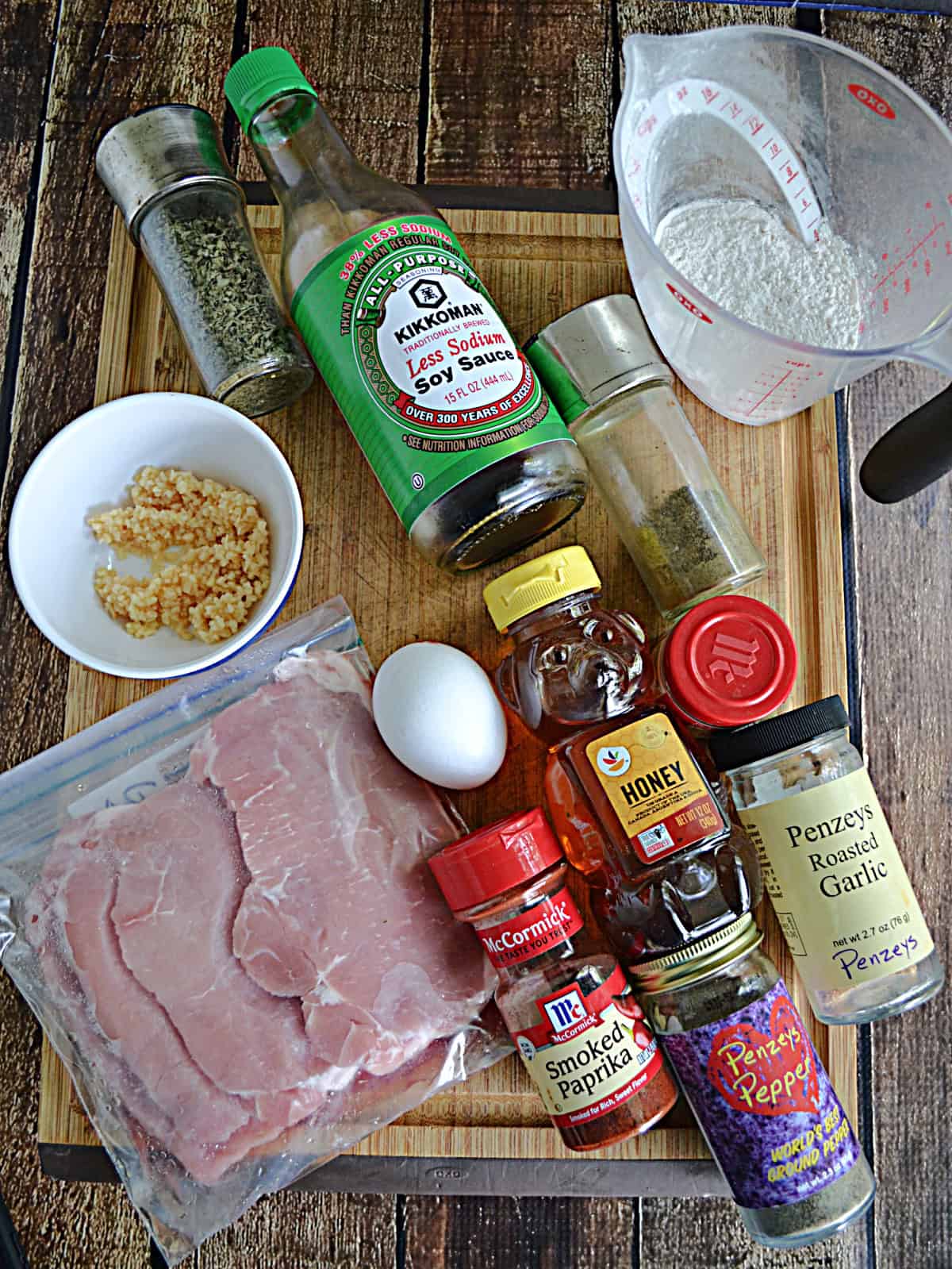 Ingredients needed to make Double Crunch Pork Chops. 