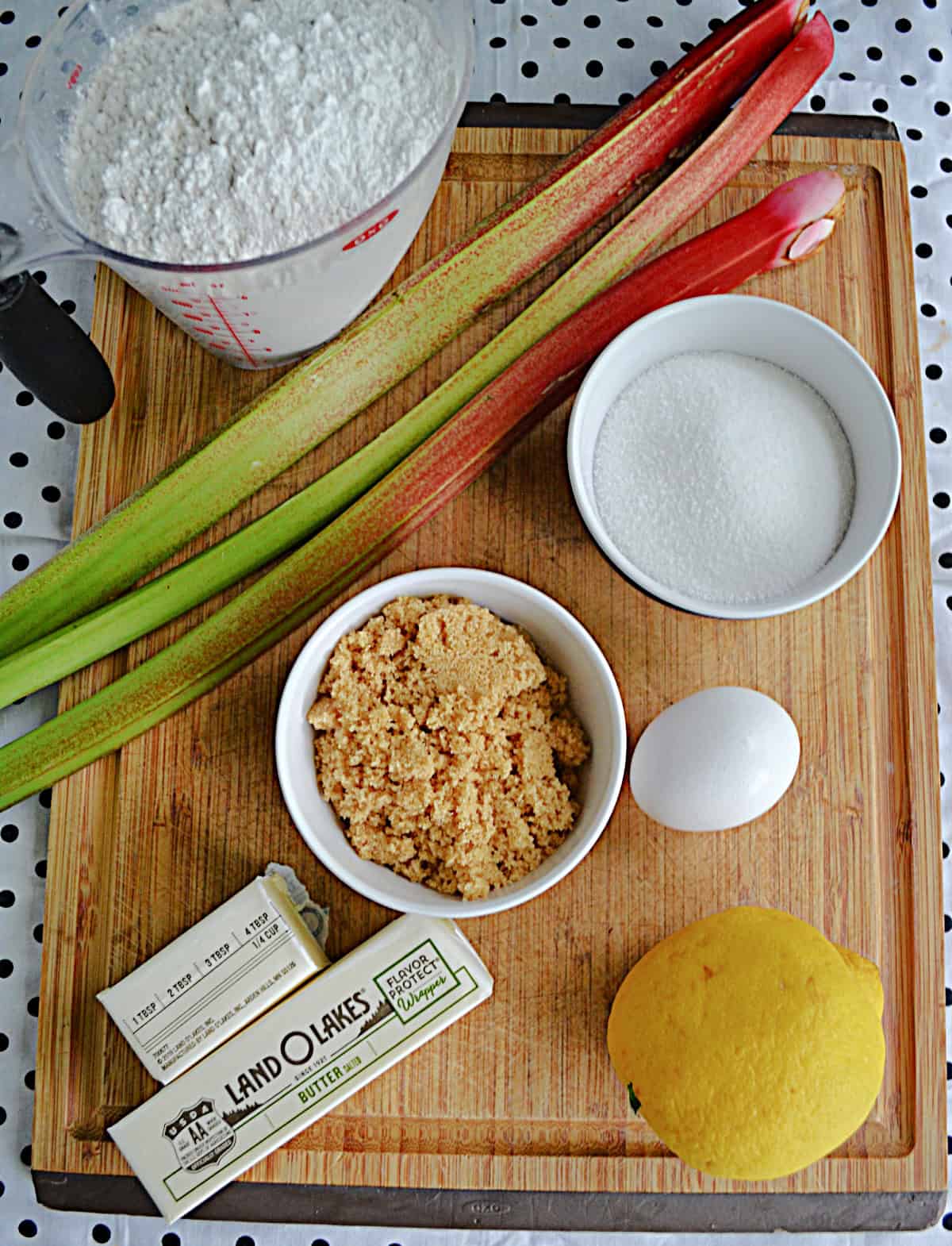 Ingredients to make Lemon Rhubarb Cookies.