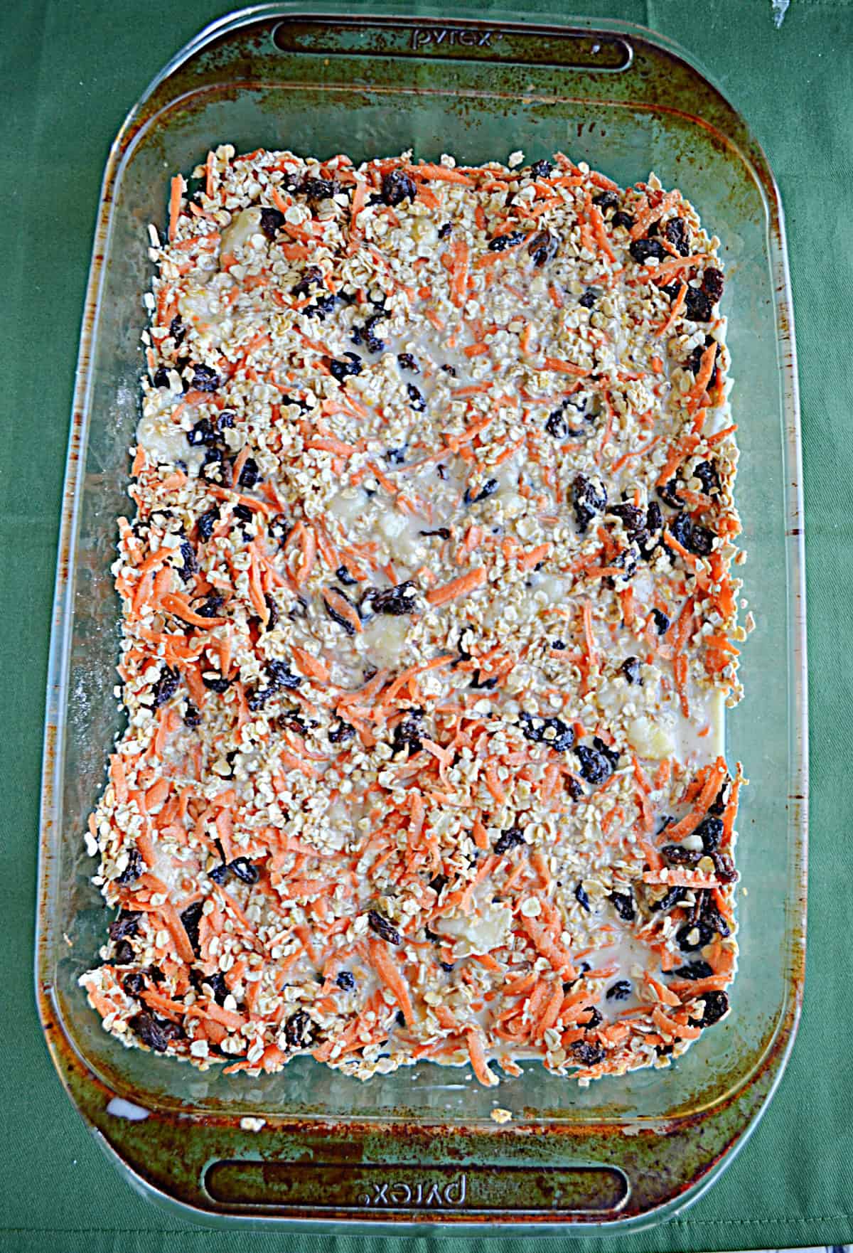 A pan of baked carrot cake oatmeal.