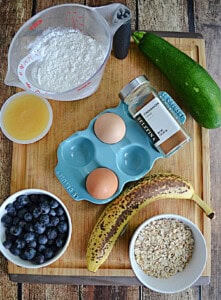 Ingredients to make Healthy Zucchini Muffins for Babies and Toddlers.