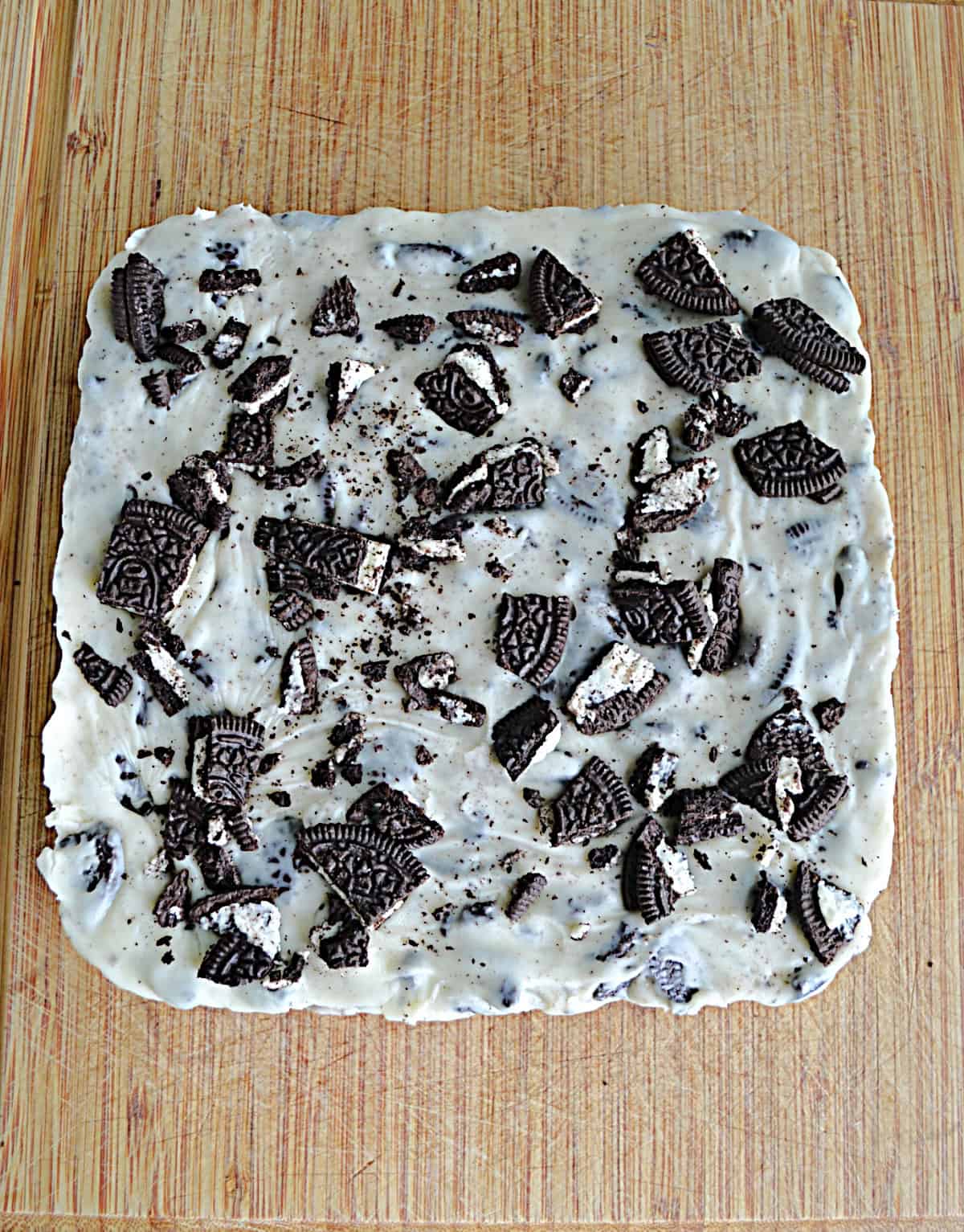 OREO cookie fudge after it has hardened.
