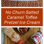 Pin Image: A container of ice cream, text title, ingredients to make ice cream.
