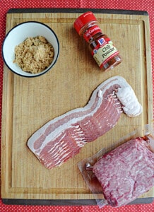 Ingredients for making Bacon Wrapped Meatballs.