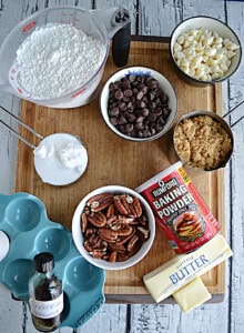 Ingredients for making Mama Kelce Chocolate Chip Cookies.
