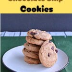 Pin Image: Text title, a stack of chocolate chip cookies.