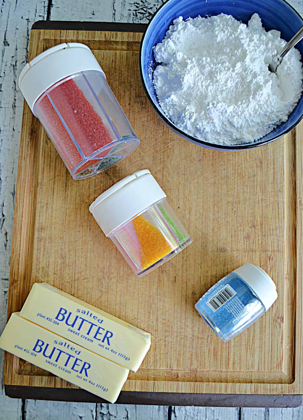 Ingredients needed to make Snow Cone Cupcakes.