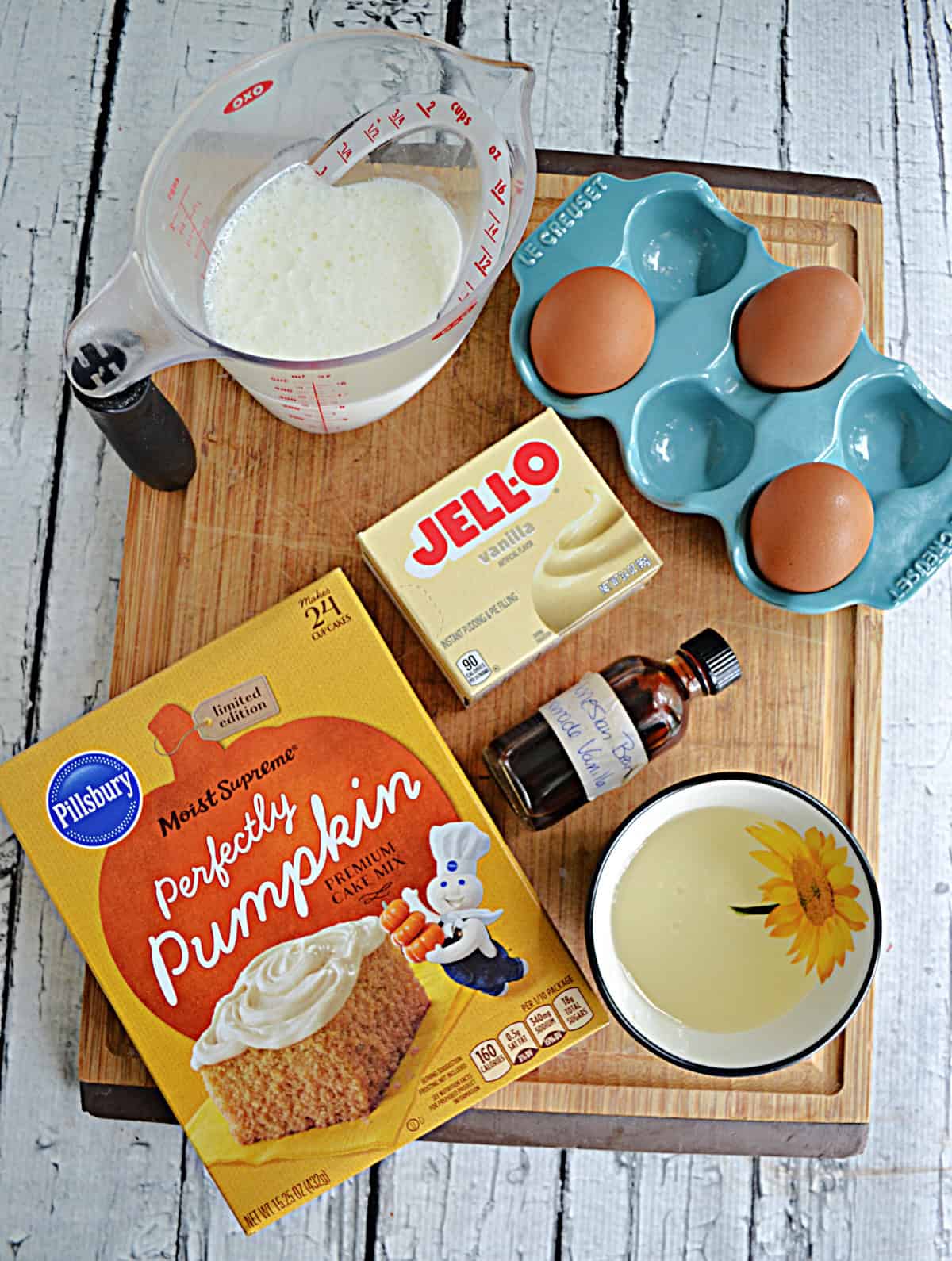 Ingredients for making Pumpkin Cake Loaf.