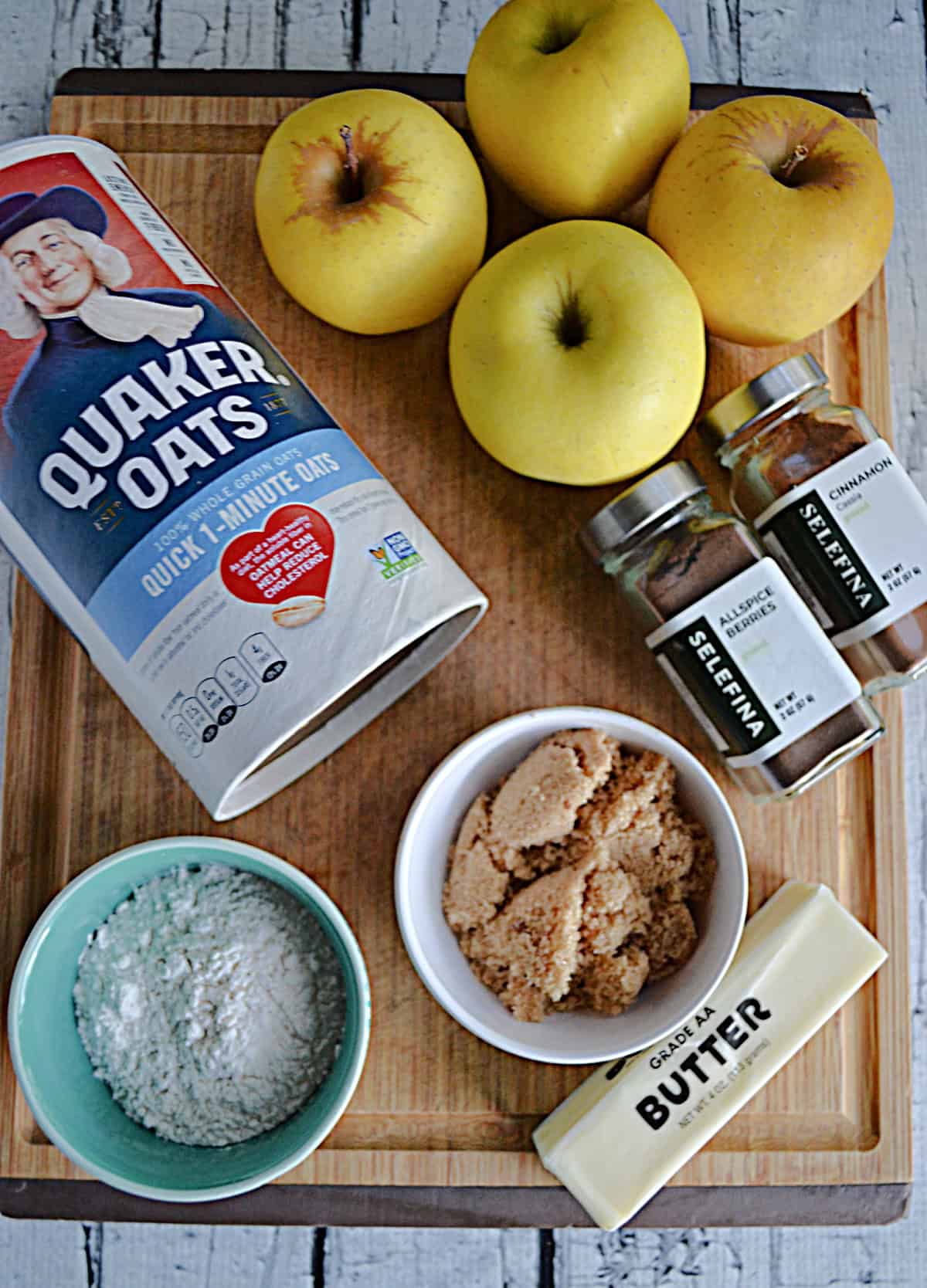 Ingredients for making Warm Apple Crisp.